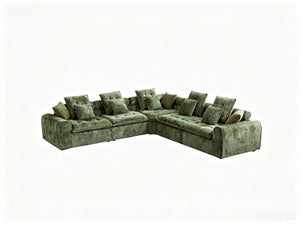 English Elm 124.3 Inch Oversized Boucle L Shaped Sectional Sofa with Deep Seats for Living Room Green W5515S00093