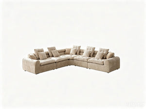 English Elm 124.3 Inch Oversized Boucle L Shaped Sectional Sofa with Deep Seats for Living Room Camel W5515S00094