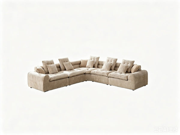 English Elm 124.3 Inch Oversized Boucle L Shaped Sectional Sofa with Deep Seats for Living Room Camel W5515S00094