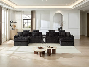 English Elm 178.6 Boucle Modular Sectional Sofa Deep Seat Cloud Couch for Large Living Rooms Black W5515S00095