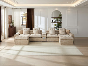 English Elm 178.6 Boucle Modular Sectional Sofa Deep Seat Cloud Couch for Large Living Rooms Camel W5515S00098