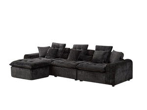 English Elm 129.8 Inch Boucle Modular Sectional Sofa Oversized Deep Seat L Shaped Cloud Couch Black W5515S00103