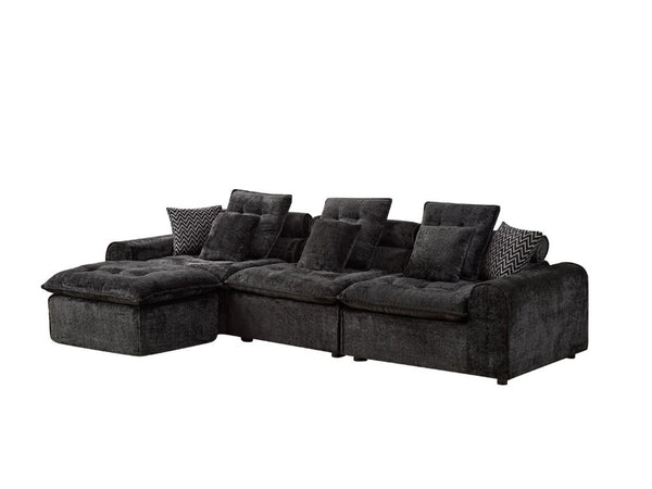English Elm 129.8 Inch Boucle Modular Sectional Sofa Oversized Deep Seat L Shaped Cloud Couch Black W5515S00103