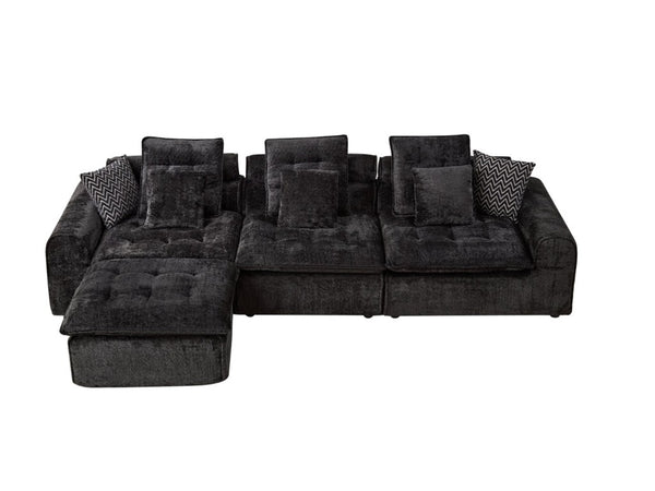 English Elm 129.8 Inch Boucle Modular Sectional Sofa Oversized Deep Seat L Shaped Cloud Couch Black W5515S00103