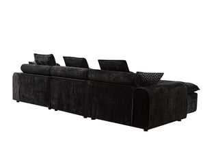 English Elm 129.8 Inch Boucle Modular Sectional Sofa Oversized Deep Seat L Shaped Cloud Couch Black W5515S00103