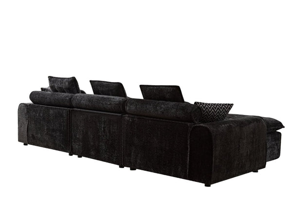 English Elm 129.8 Inch Boucle Modular Sectional Sofa Oversized Deep Seat L Shaped Cloud Couch Black W5515S00103