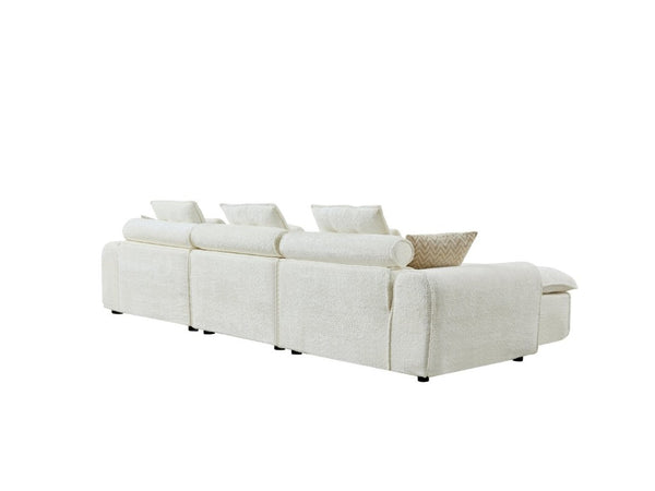 English Elm 129.8 Inch Boucle Modular Sectional Sofa Oversized Deep Seat L Shaped Cloud Couch White W5515S00104