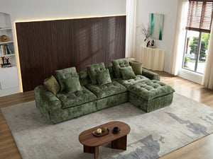 English Elm 129.8 Inch Boucle Modular Sectional Sofa Oversized Deep Seat L Shaped Cloud Couch Green W5515S00105