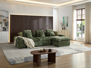 English Elm 129.8 Inch Boucle Modular Sectional Sofa Oversized Deep Seat L Shaped Cloud Couch Green W5515S00105