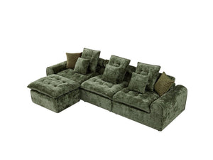 English Elm 129.8 Inch Boucle Modular Sectional Sofa Oversized Deep Seat L Shaped Cloud Couch Green W5515S00105