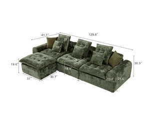 English Elm 129.8 Inch Boucle Modular Sectional Sofa Oversized Deep Seat L Shaped Cloud Couch Green W5515S00105