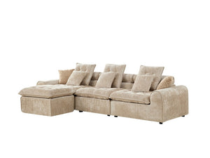 English Elm 129.8 Inch Boucle Modular Sectional Sofa Oversized Deep Seat L Shaped Cloud Couch Camel W5515S00106