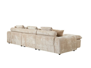 English Elm 129.8 Inch Boucle Modular Sectional Sofa Oversized Deep Seat L Shaped Cloud Couch Camel W5515S00106