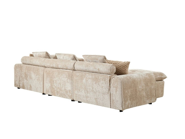 English Elm 129.8 Inch Boucle Modular Sectional Sofa Oversized Deep Seat L Shaped Cloud Couch Camel W5515S00106