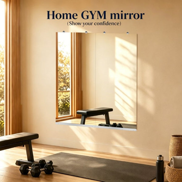 English Elm Gym Mirror Set of 2 Frameless HD Glass Wall Panels for Fitness and Yoga Spaces W5526P485358