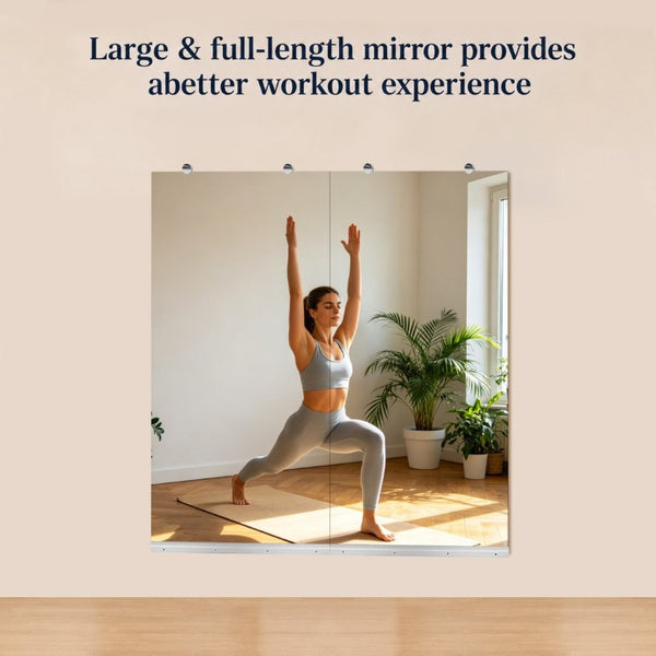 English Elm Gym Mirror Set of 2 Frameless HD Glass Wall Panels for Fitness and Yoga Spaces W5526P485358