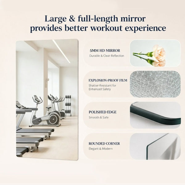 English Elm Gym Mirror Set of 2 Frameless HD Glass Wall Panels for Fitness and Yoga Spaces W5526P485358