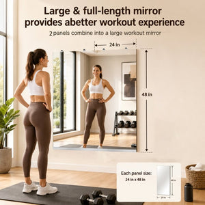 English Elm Gym Mirror Set of 2 Frameless HD Glass Wall Panels for Fitness and Yoga Spaces W5526P485358