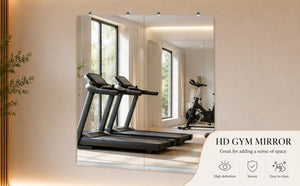 English Elm Gym Mirror Set of 2 Frameless HD Glass Wall Panels for Fitness and Yoga Spaces W5526P485358