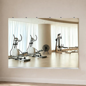 English Elm Gym Mirror Wall Set of 3 Frameless HD Glass Panels for Fitness and Dance Spaces W5526P485363