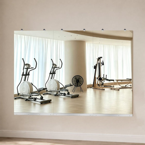 English Elm Gym Mirror Wall Set of 3 Frameless HD Glass Panels for Fitness and Dance Spaces W5526P485363