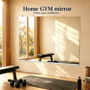 English Elm Gym Mirror Wall Set of 3 Frameless HD Glass Panels for Fitness and Dance Spaces W5526P485363