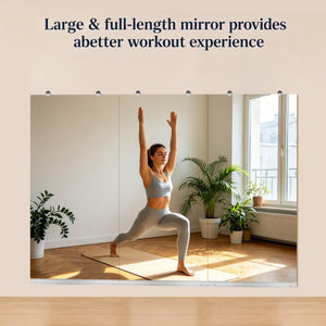 English Elm Gym Mirror Wall Set of 3 Frameless HD Glass Panels for Fitness and Dance Spaces W5526P485363