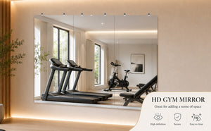English Elm Gym Mirror Wall Set of 3 Frameless HD Glass Panels for Fitness and Dance Spaces W5526P485363