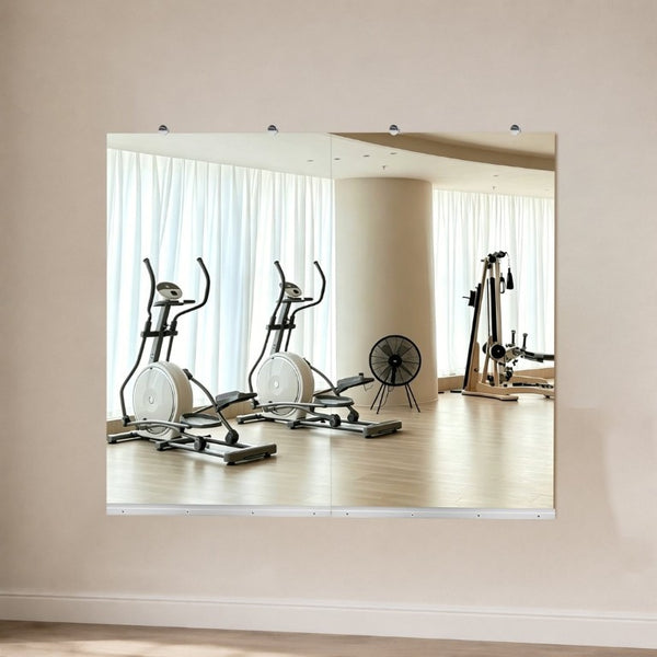English Elm Gym Mirror Set of 2 Frameless HD Glass Panels for Home Fitness and Dance Studios W5526P485364