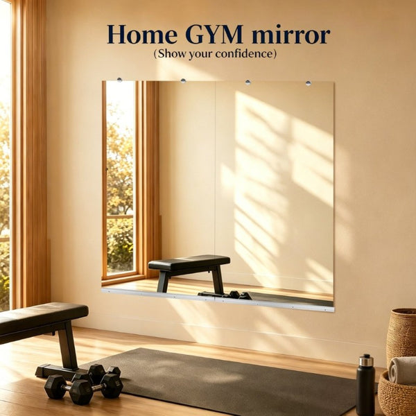 English Elm Gym Mirror Set of 2 Frameless HD Glass Panels for Home Fitness and Dance Studios W5526P485364