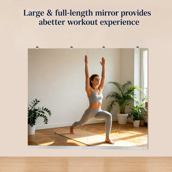 English Elm Gym Mirror Set of 2 Frameless HD Glass Panels for Home Fitness and Dance Studios W5526P485364
