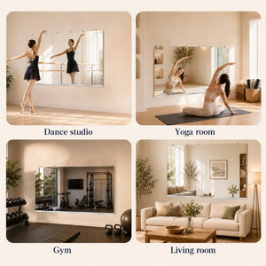 English Elm Gym Mirror Set of 2 Frameless HD Glass Panels for Home Fitness and Dance Studios W5526P485364
