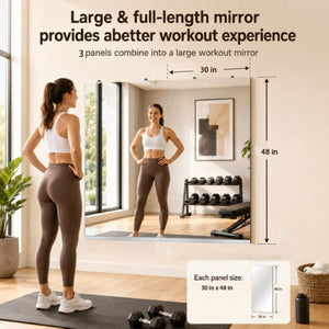 English Elm Gym Mirror Set of 2 Frameless HD Glass Panels for Home Fitness and Dance Studios W5526P485364