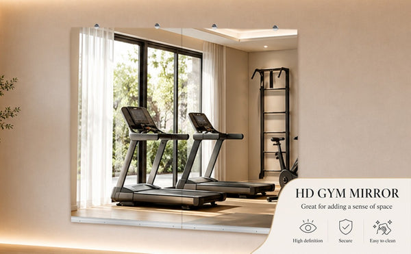 English Elm Gym Mirror Set of 2 Frameless HD Glass Panels for Home Fitness and Dance Studios W5526P485364