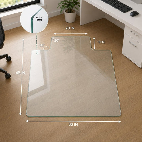 English Elm Clear Tempered Glass Chair Mat Sculptural Irregular Shape Floor Protection W5526P485368