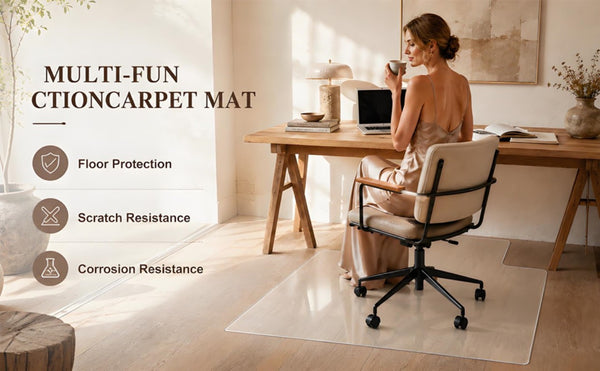 English Elm Clear Tempered Glass Chair Mat Sculptural Irregular Shape Floor Protection W5526P485368
