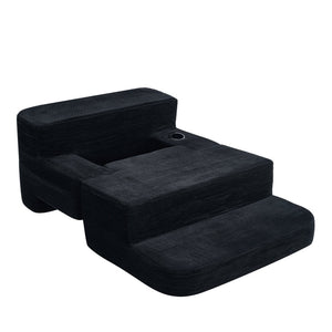 English Elm Multi-functional Corduroy Convertible Sofa Desk Compact Space Saving Seat for Home Office Black W5527P506527