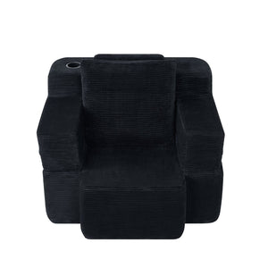 English Elm Multi-functional Corduroy Convertible Sofa Desk Compact Space Saving Seat for Home Office Black W5527P506527