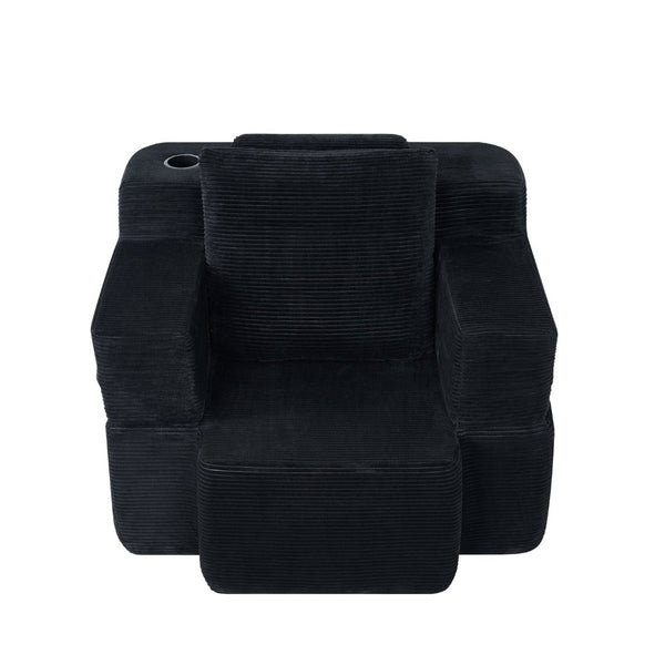 English Elm Multi-functional Corduroy Convertible Sofa Desk Compact Space Saving Seat for Home Office Black W5527P506527