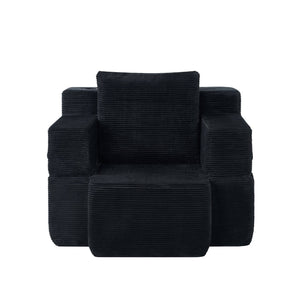 English Elm Multi-functional Corduroy Convertible Sofa Desk Compact Space Saving Seat for Home Office Black W5527P506527