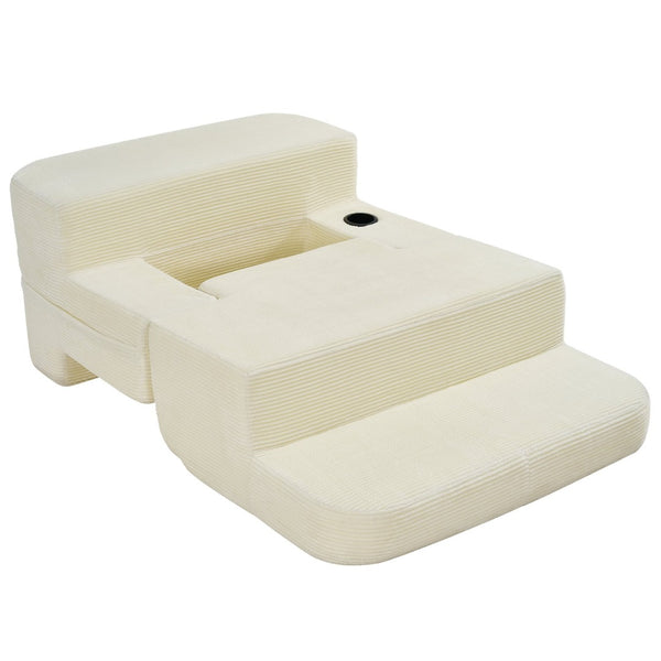 English Elm Multi-functional Corduroy Convertible Sofa Desk Compact Space Saving Seat for Home Office White W5527P506538