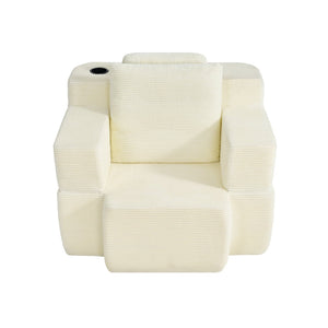 English Elm Multi-functional Corduroy Convertible Sofa Desk Compact Space Saving Seat for Home Office White W5527P506538