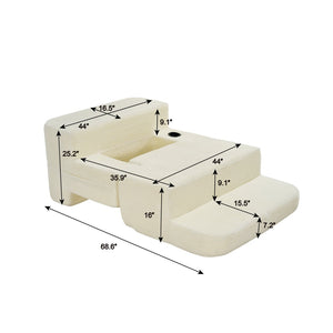English Elm Multi-functional Corduroy Convertible Sofa Desk Compact Space Saving Seat for Home Office White W5527P506538