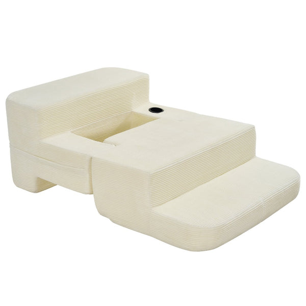 English Elm Multi-functional Corduroy Convertible Sofa Desk Compact Space Saving Seat for Home Office White W5527P506538
