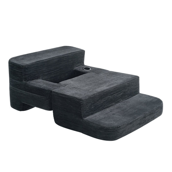 English Elm Multi-functional Corduroy Sofa Converts to a Compact Desk for Studio Living W5527P506539