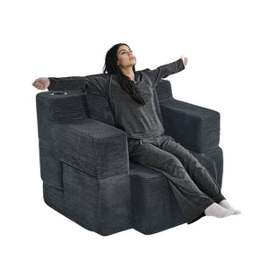 English Elm Multi-functional Corduroy Sofa Converts to a Compact Desk for Studio Living W5527P506539