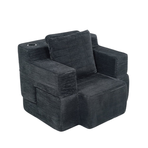 English Elm Multi-functional Corduroy Sofa Converts to a Compact Desk for Studio Living W5527P506539