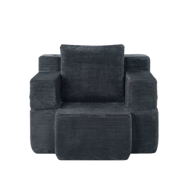 English Elm Multi-functional Corduroy Sofa Converts to a Compact Desk for Studio Living W5527P506539