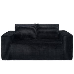 English Elm 63 Inch Compact Corduroy Loveseat High Density Foam Two Seater for Bedroom or Office Black W5527P515048