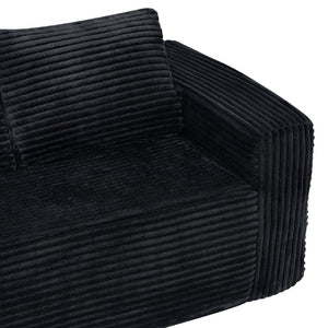 English Elm 63 Inch Compact Corduroy Loveseat High Density Foam Two Seater for Bedroom or Office Black W5527P515048